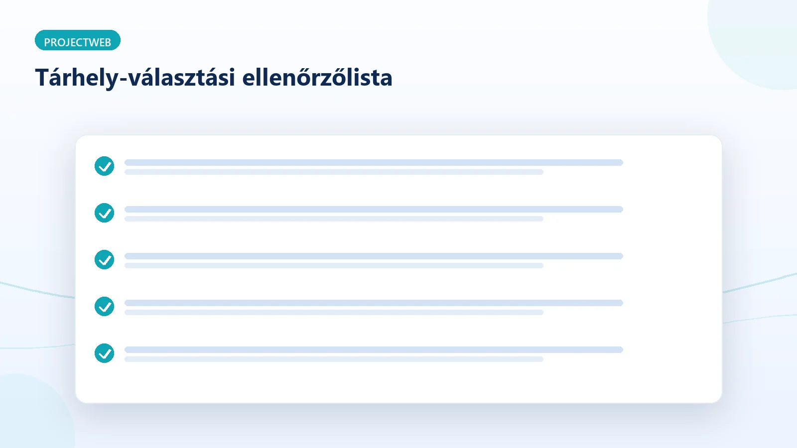 A tárhely kiválasztásának ellenőrzőlistája