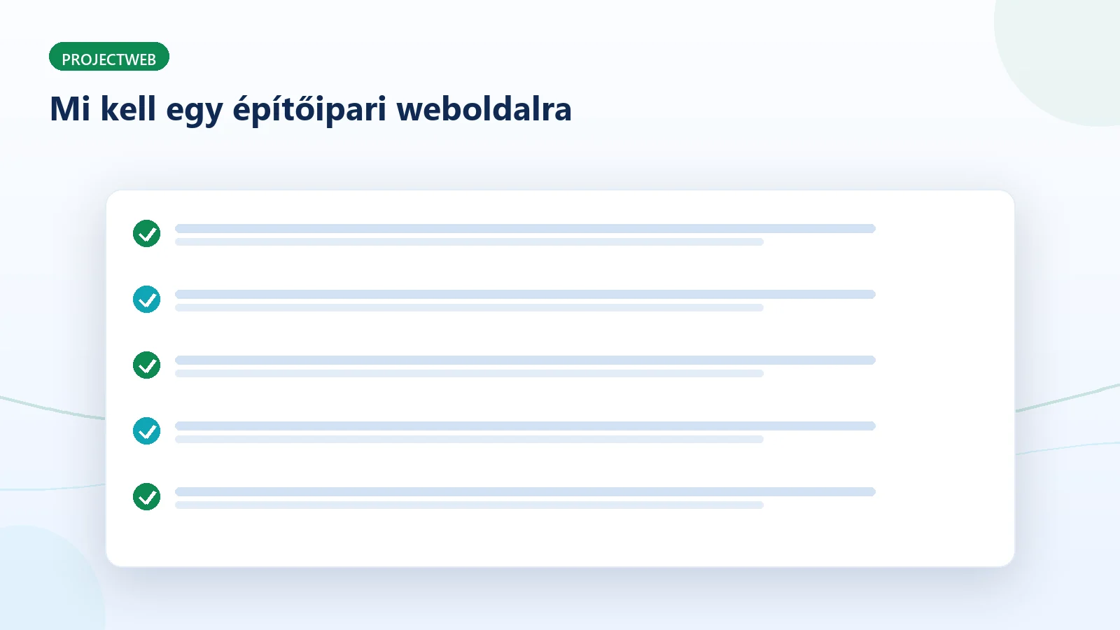 Egy építőipari / kivitelező weboldal kötelező elemei, ellenőrzőlista